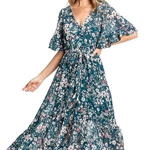 Dress Love Stitch Women's Floral Chiffon High Low Midi Dress